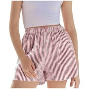 fatyb Boys Girls Plaid Shorts Elastic Waist Summer Lounge Shorts Pull on Kids Wide Leg Casual Shorts